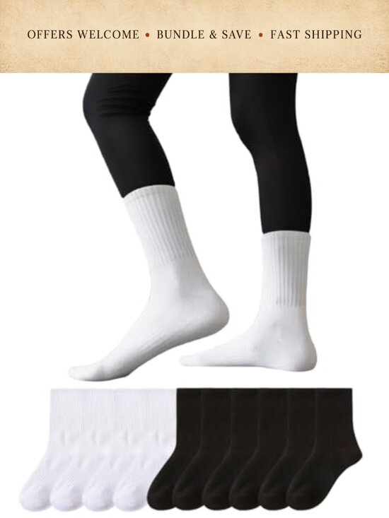 Other - 5 Pairs Women Cotton Crew Socks Calf Length Athletic Arch Support